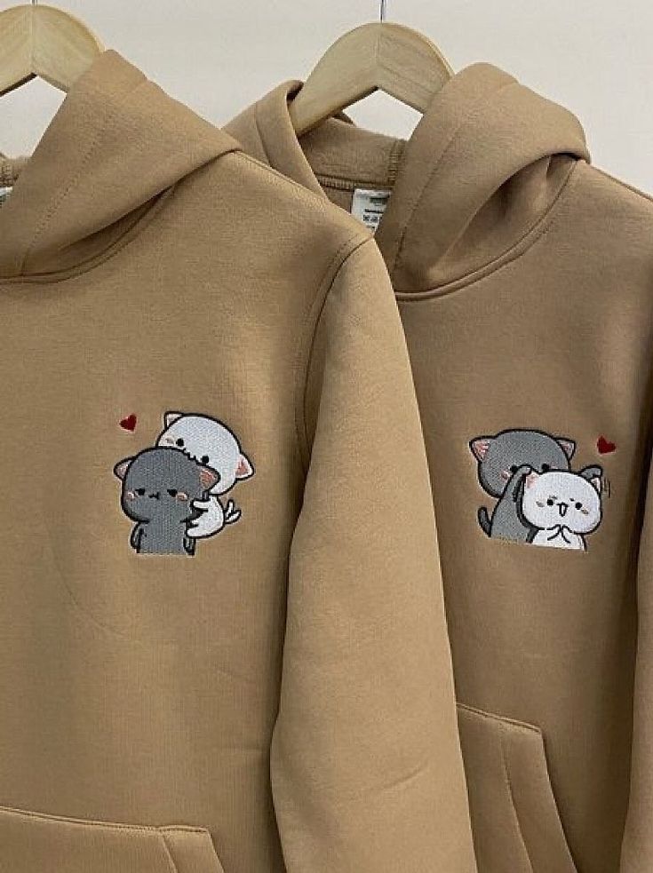 Kawaii Cat Love Embroidered Hoodie