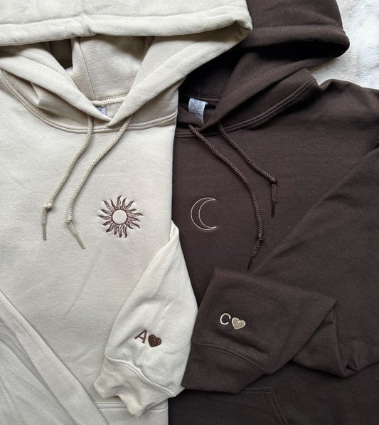 Sun & Moon Embroidered Hoodie Set