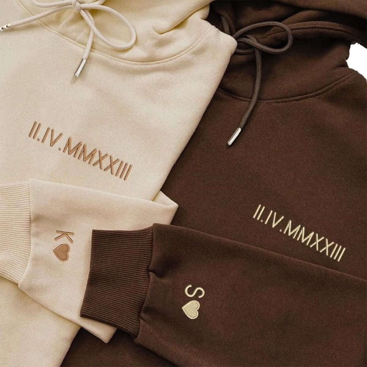 Roman Numerals Embroidered Hoodie Set